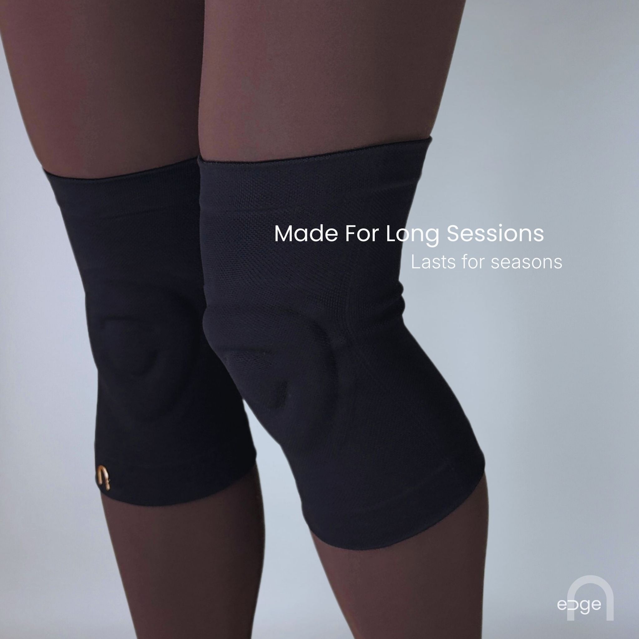Black durable gel knee pads for long training sessions for skaters