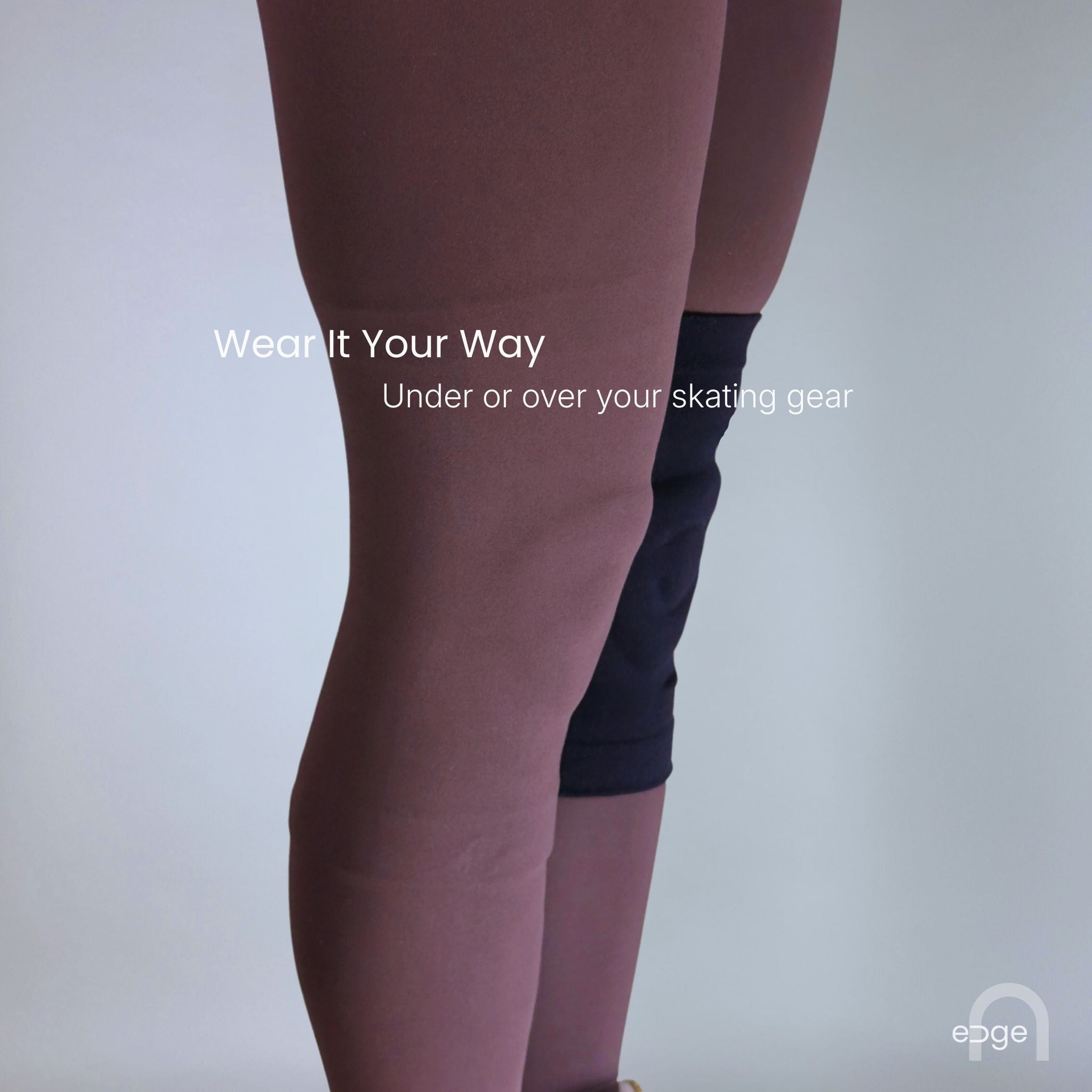Figure skating knee pads worn under or over training tights or gear